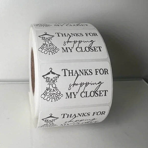 100 Thank You for shopping my closet 2in roll | Packaging Supplies | NWT - Picture 3 of 14